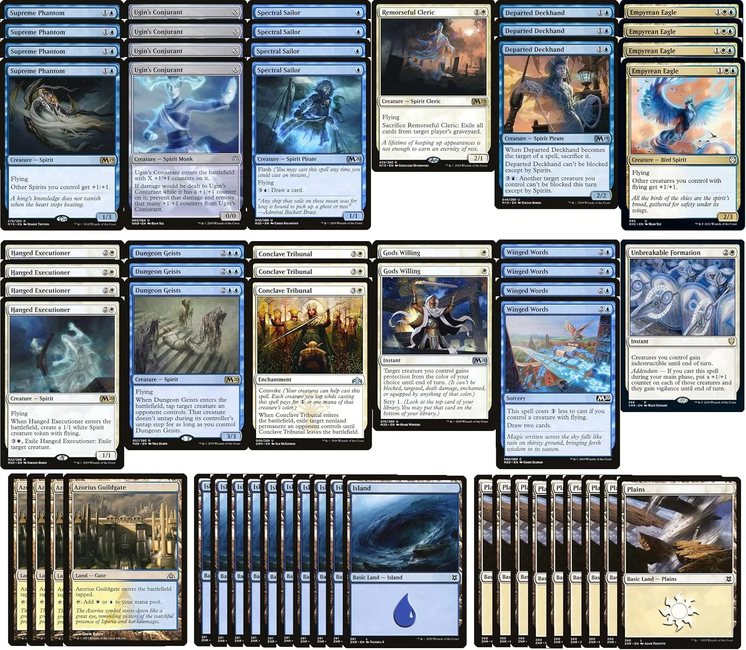 Spirit Deck - Blue White - Very Powerful - Modern Legal - Custom Built - Magic The Gathering - MTG - 60 Card