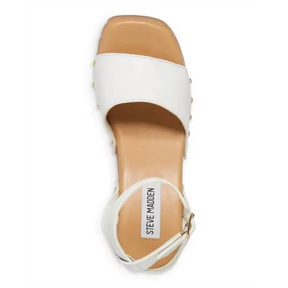 Squared Open Leather Ankle Ocala Toe Steve White Sandals Exquisite Strap Don't miss it Madden Platform