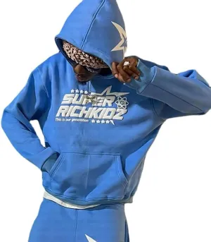 Star letter printed hoodie for men and women's hip-hop sportswear, loose hoodie top