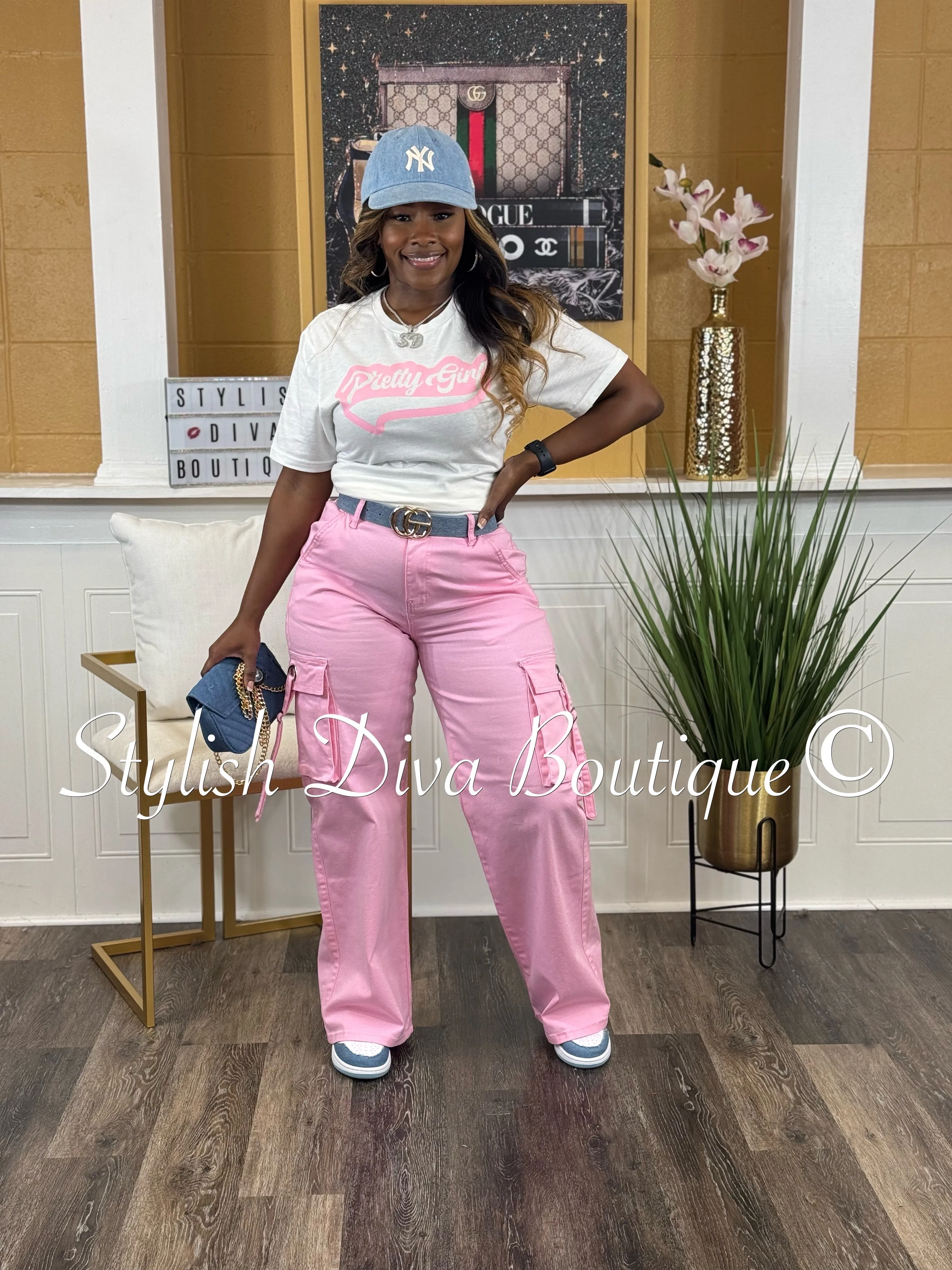 Take You There Cargo Pants up to 3XL (Pink)