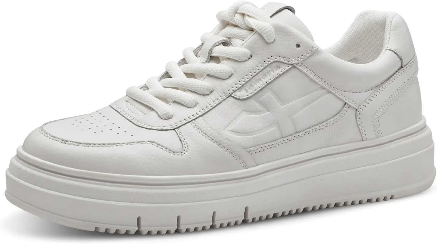 Tamaris Women's Low Trainers Lace-up, Plain White, 9.5