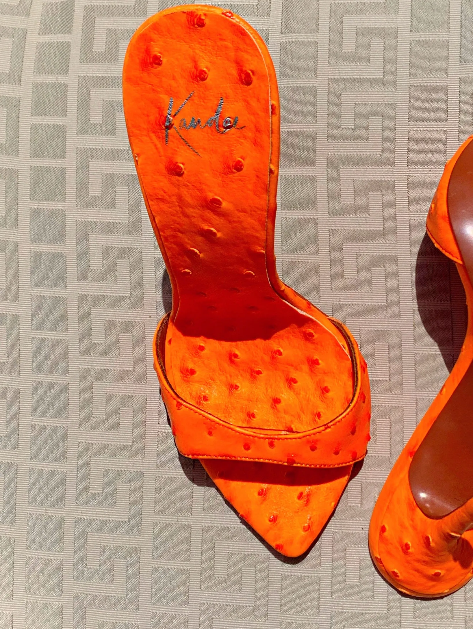 TANGERINE OSTRICH MULE