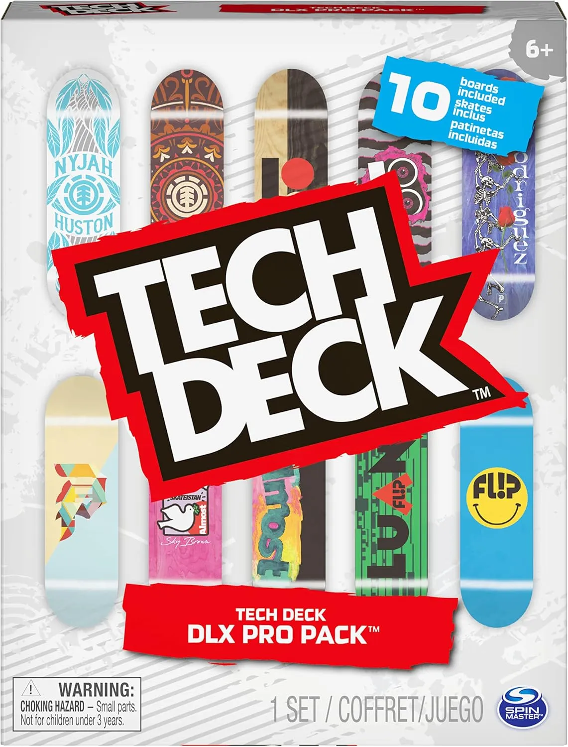 Tech Deck, DLX Pro 10-Pack of Collectible Fingerboards, For Skate Lovers, Kids Toy for Ages 6 and up