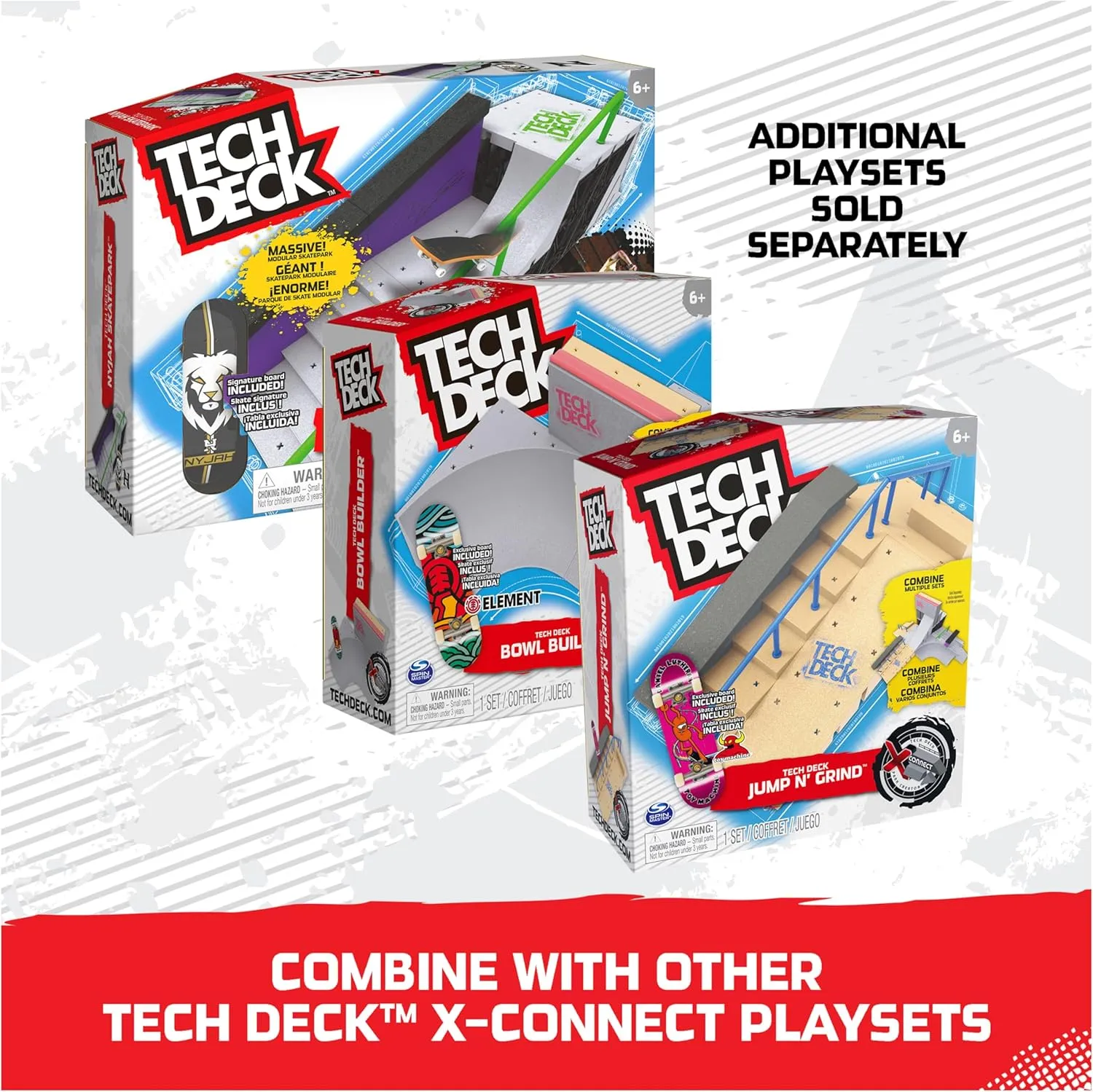 Tech Deck, Jump N’ Grind X-Connect Park Creator, Customizable and Buildable Ramp Set with Exclusive Fingerboard, Kids Toy for Ages 6 and up