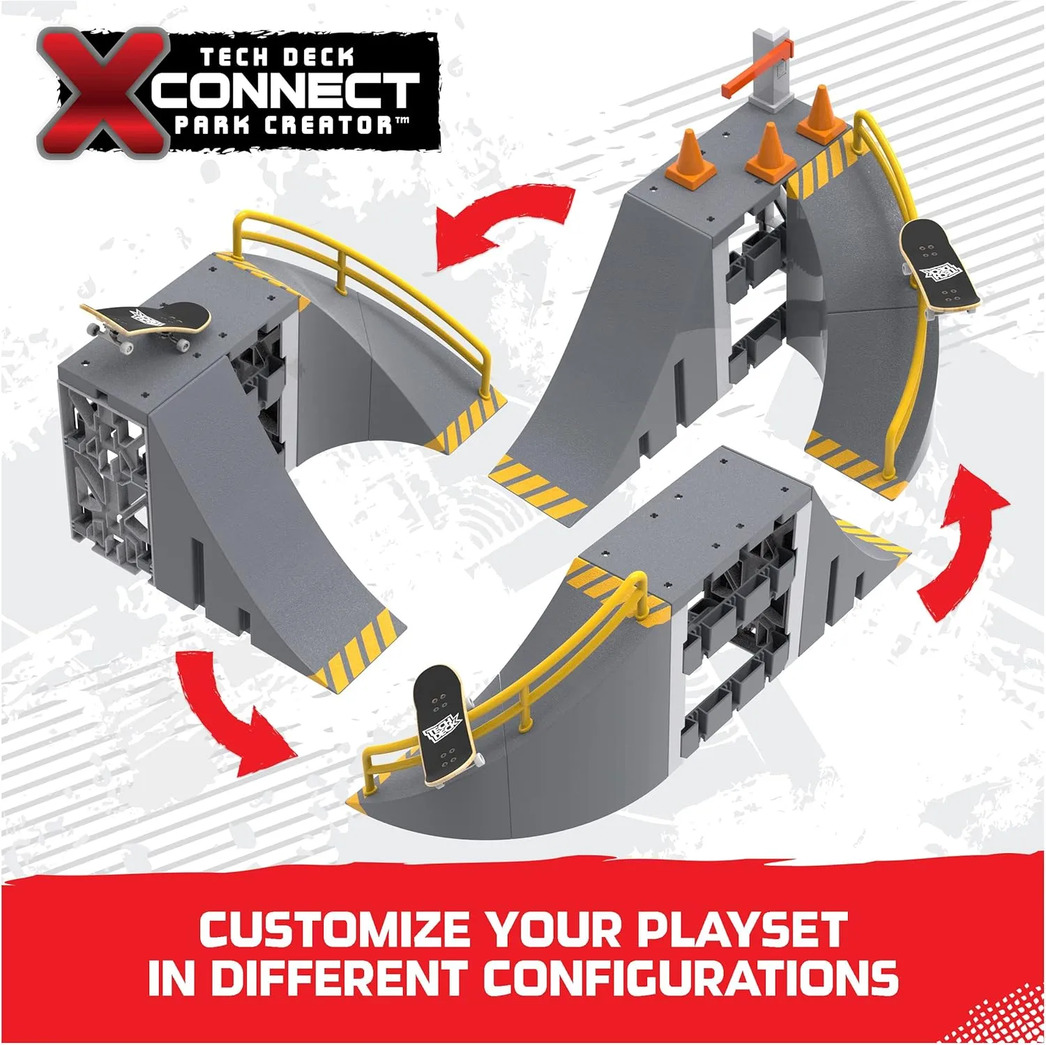 Tech Deck, Sk8 Garage X-Connect Park Creator, Customizable and Buildable Ramp Set with Exclusive Fingerboard, Kids Toy for Boys and Girls Ages 6 and up