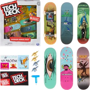 TECH DECK, Toy Machine Sk8shop Fingerboard Bonus Pack, Collectible and Customizable Mini Skateboards, Kids Toys for Ages 6 and up