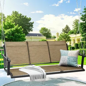 Textilene 3 Seat Hanging Swing, 5.2FT Patio Bench Swing, 660lbs Heavy Duty Outdoor Porch Swing with Hanging Chains for Courtyard, Garden, Tree, Yard