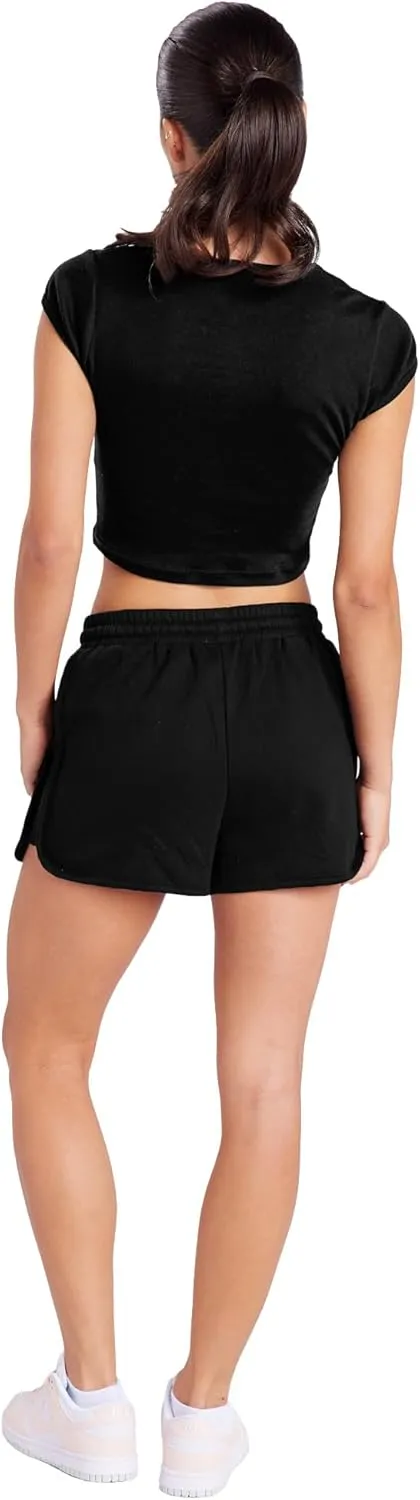 The University of Texas at Tyler Arch Logo Black Women's Cap Sleeve Baby Rib Crop Top
