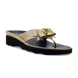 Thierry Rabotin Women's Kristen 1330 Beige Gold Taffetas Leather Gold Button