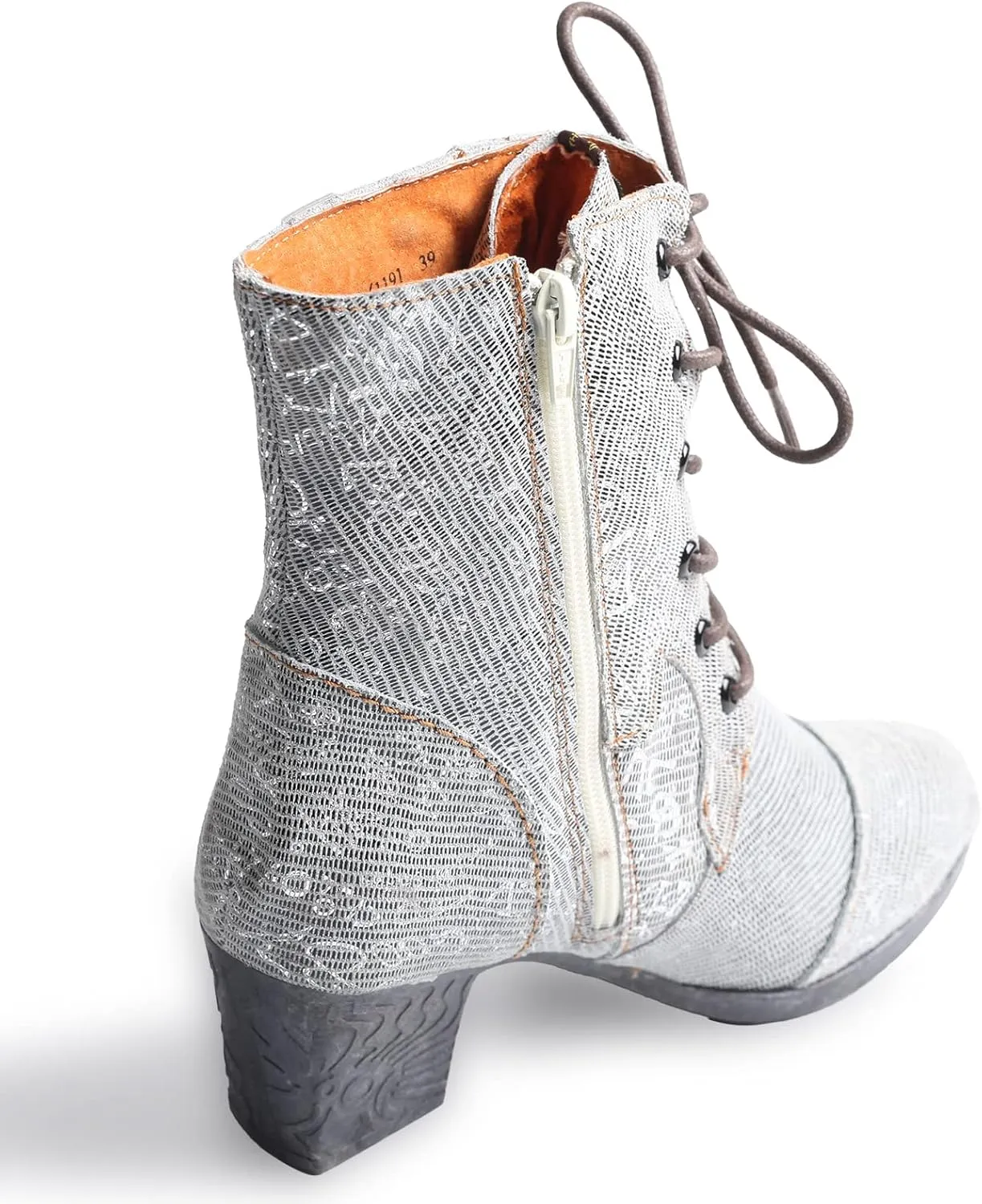 TMA EYES Abstract Studded Lace-up and Zipper Women's Leather Boots