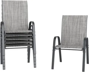 UDPATIO Patio Chairs Set of 6, Stackable Outdoor Dining Chairs for All Weather, Outdoor Furniture with Breathable Textilene Fabric, 350LBS Capacity, for Garden, Backyard, Deck (Light Grey)