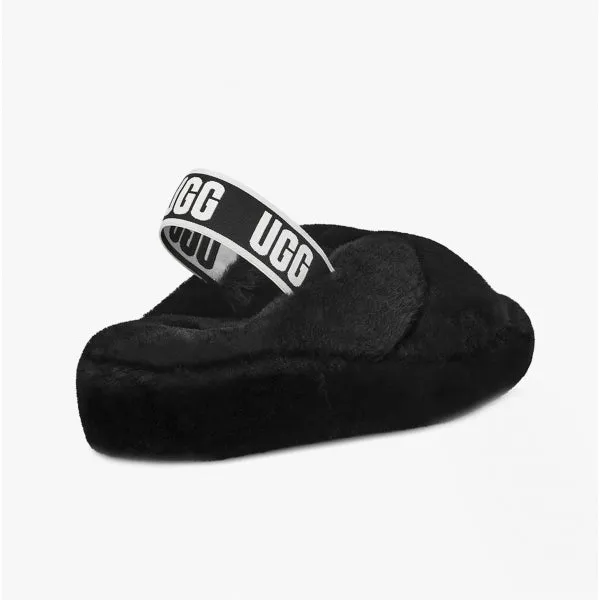 UGG FAB YEAH Womens Sheepskin Slingback Slippers Black
