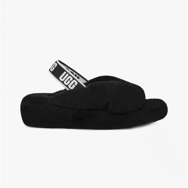 UGG FAB YEAH Womens Sheepskin Slingback Slippers Black