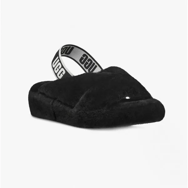 UGG FAB YEAH Womens Sheepskin Slingback Slippers Black