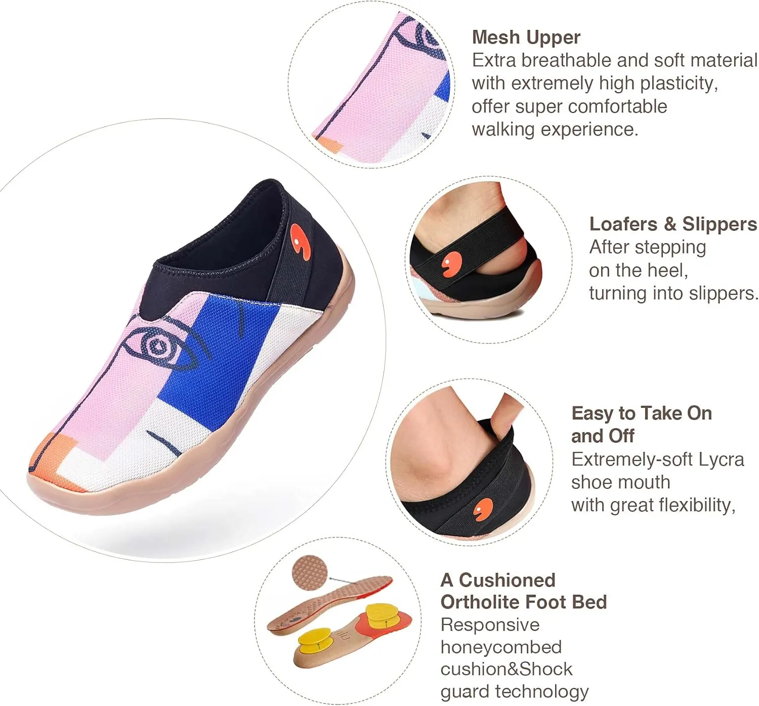 UIN Women's Walking Shoes Slip On Casual Slippers Lightweight Art Painted Comfort Mesh Fashion Sneaker Verona