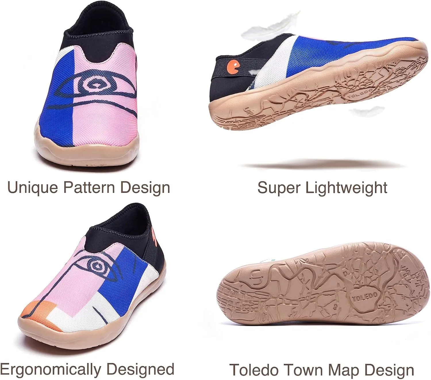 UIN Women's Walking Shoes Slip On Casual Slippers Lightweight Art Painted Comfort Mesh Fashion Sneaker Verona