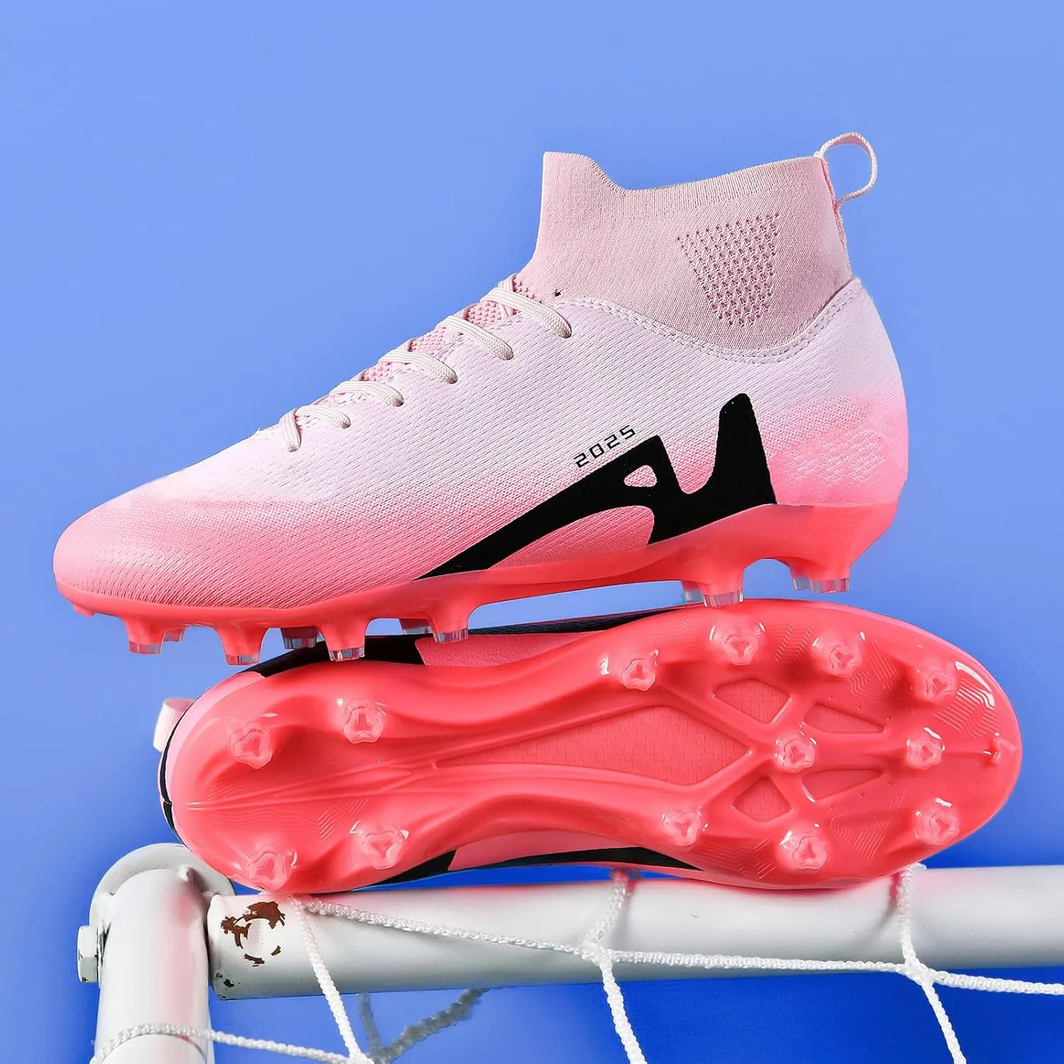 UYO Boys' Soccer Shoes Kids Firm Ground Soccer Cleats Girls Turf Shoes Outdoor Trainning Shoes High Top Youth Football Shoes