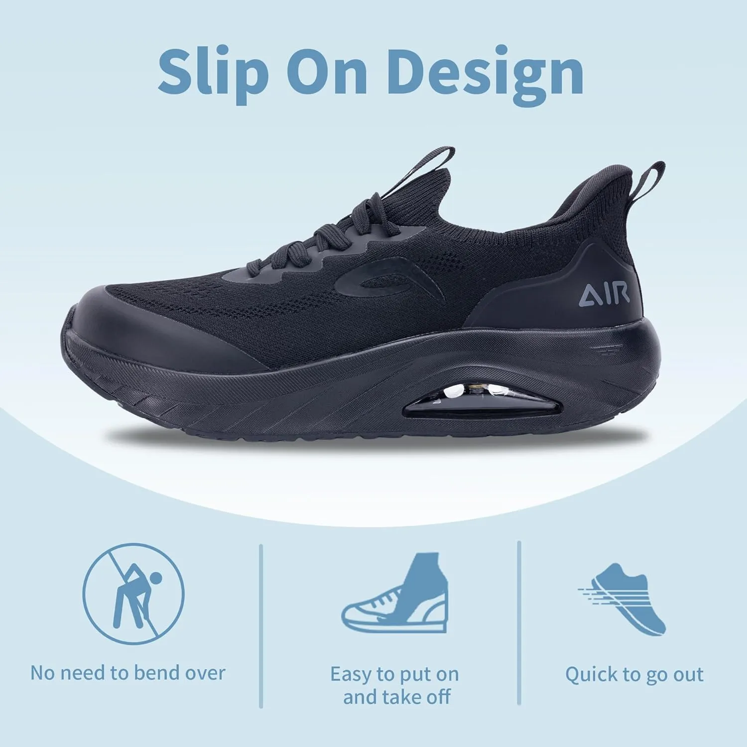 Wide Toe Box Mens Walking Shoes with Arch Support Wide Width Orthotic Sneaker for Plantar Fasciitis Slip On Air Tennis Running Shoes Size 8-13