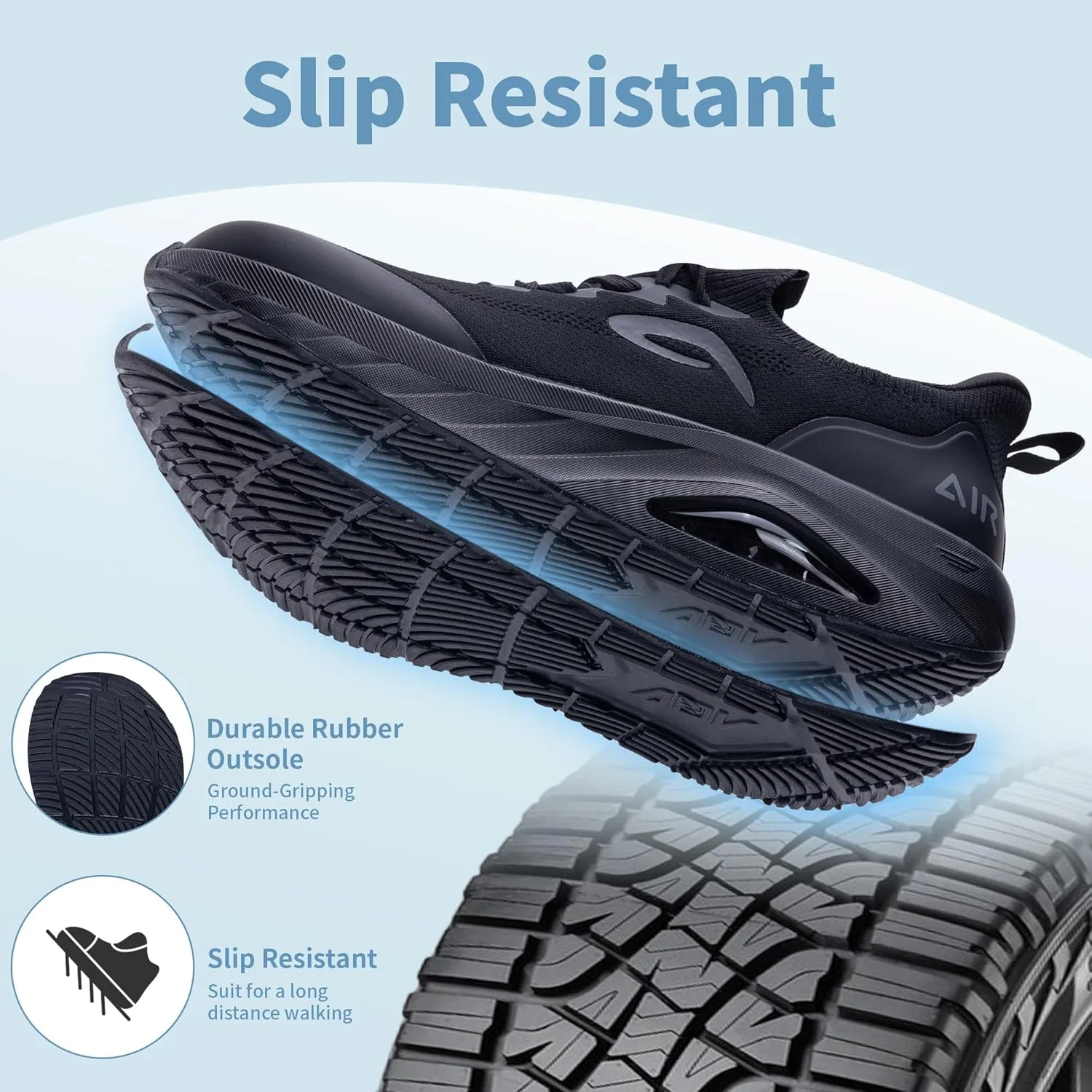 Wide Toe Box Mens Walking Shoes with Arch Support Wide Width Orthotic Sneaker for Plantar Fasciitis Slip On Air Tennis Running Shoes Size 8-13