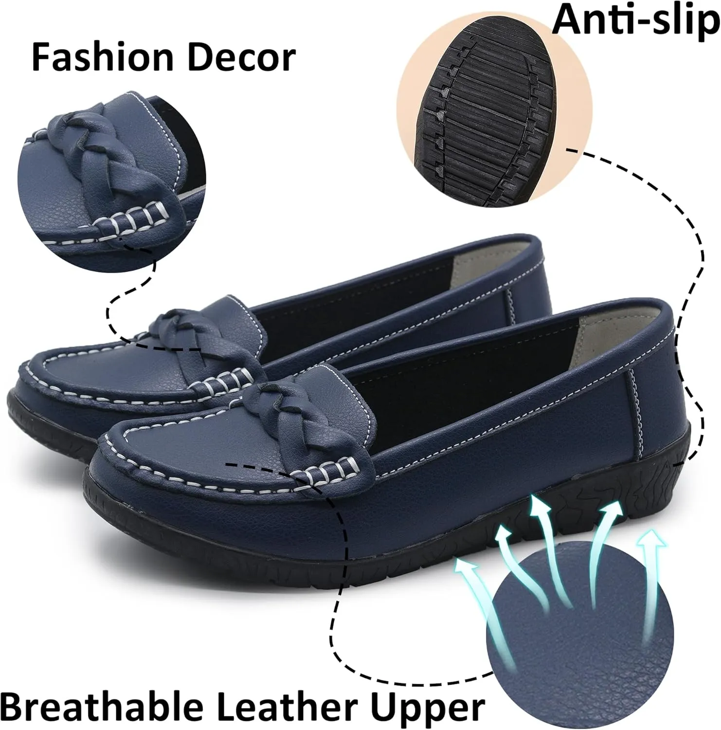 Women Loafers Flexible Breathable Slip-On Comfortable Sole Ladies Shoes for Walking
