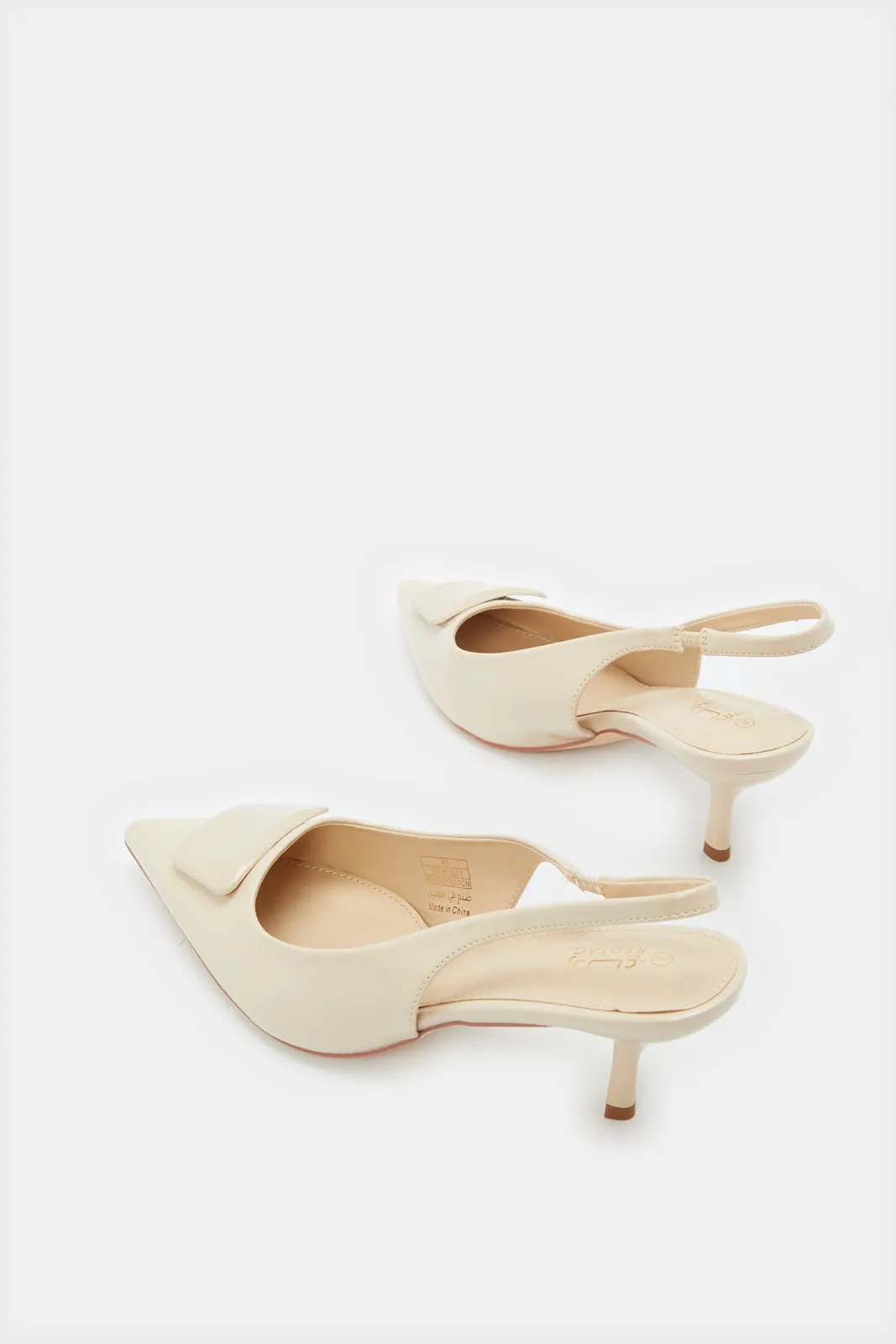 Women Taupe Buckle Slingback Mule