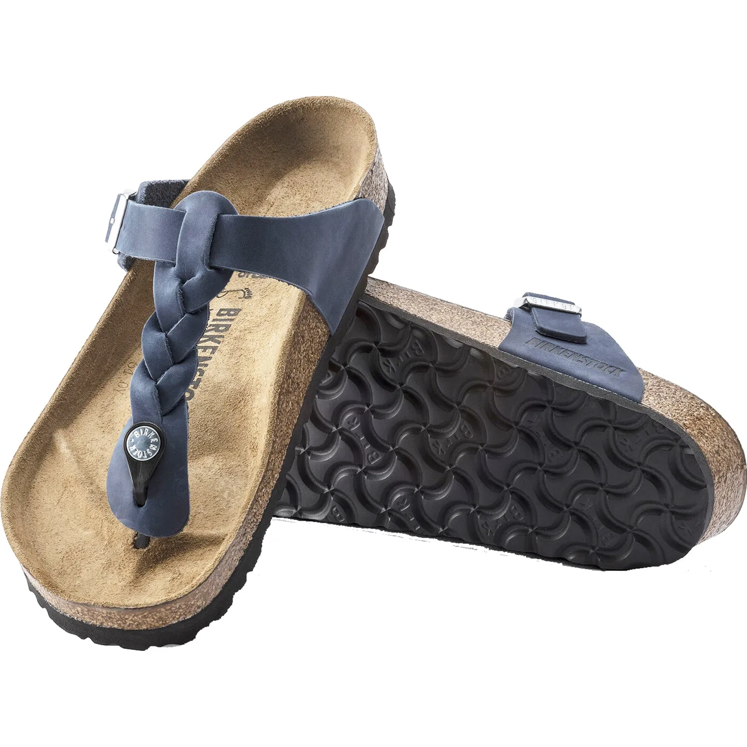 Women's Birkenstock Gizeh Braid Navy Oiled Leather