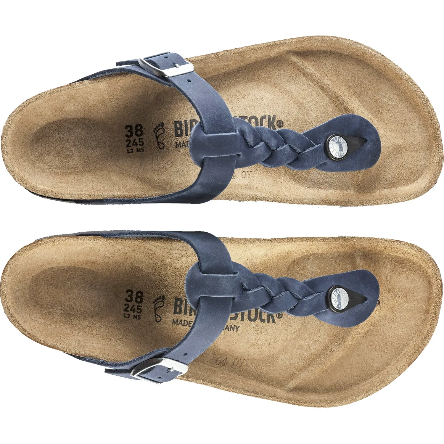 Women's Birkenstock Gizeh Braid Navy Oiled Leather