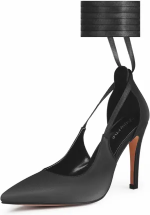 Women's High Heels Closed Pointed Toe Sexy Lace Up Wedding Evening Dress Pumps Shoes