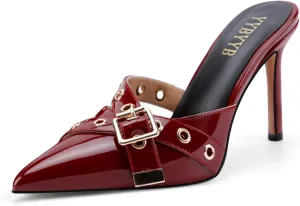 Women's High Heels Pointed Closed Toe Mule Heels Bow Studded Stiletto Heel Dress Bridal Elegant Wedding Sexy Party Pumps shoes