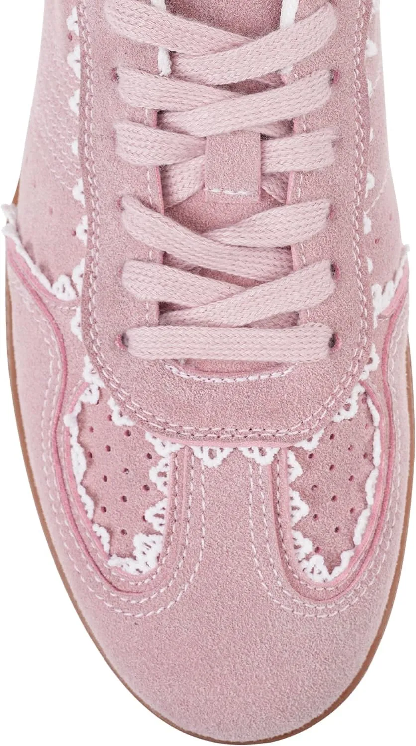 Women's Lace Detail Lace-Up Casual Sneakers - Elegant Ribbon Ribbon Lace Walking Shoes Non-Slip Sole Breathable Comfort for Daily Outfits