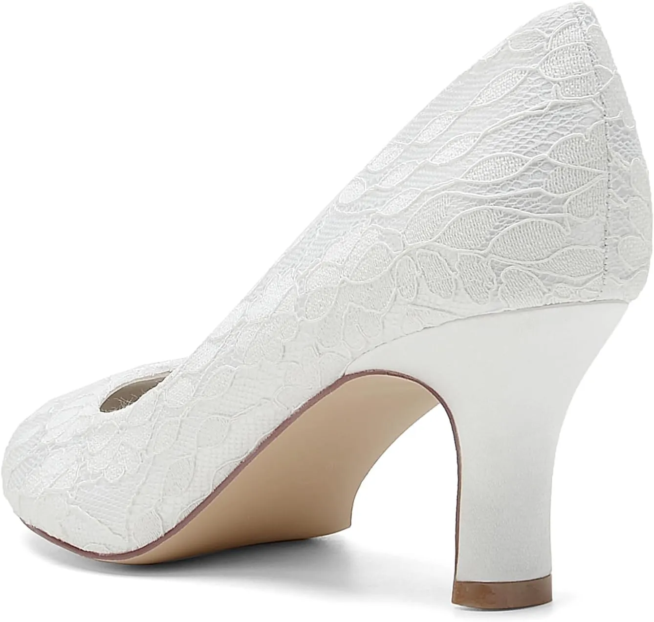Womens Pumps Heels Comfy Kitten Heel Heeled Closed Round Toe Wedding Bridal Shoes for Bride Lace Bridesmaids Dress Shoes