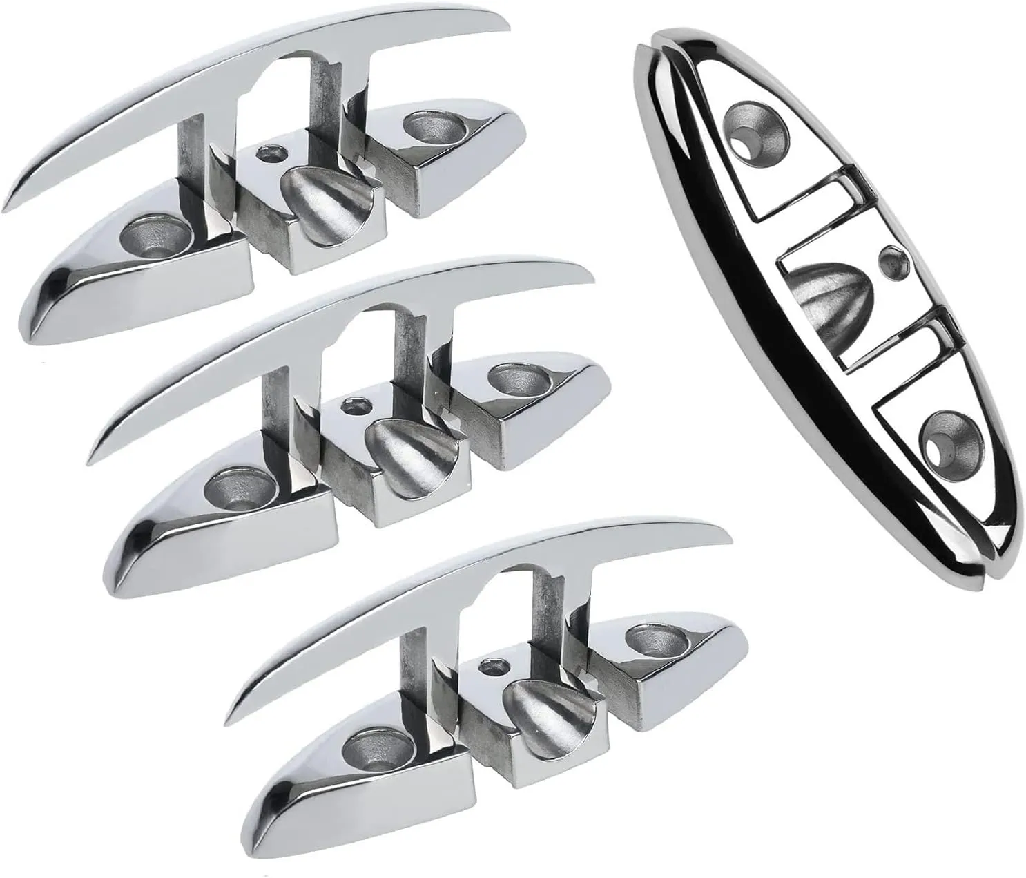 YaeMarine 6" Stainless Folding Cleat Boat Dock Cleat Marine Grade Stainless Steel Folding Cleat Flip-up Dock Cleat