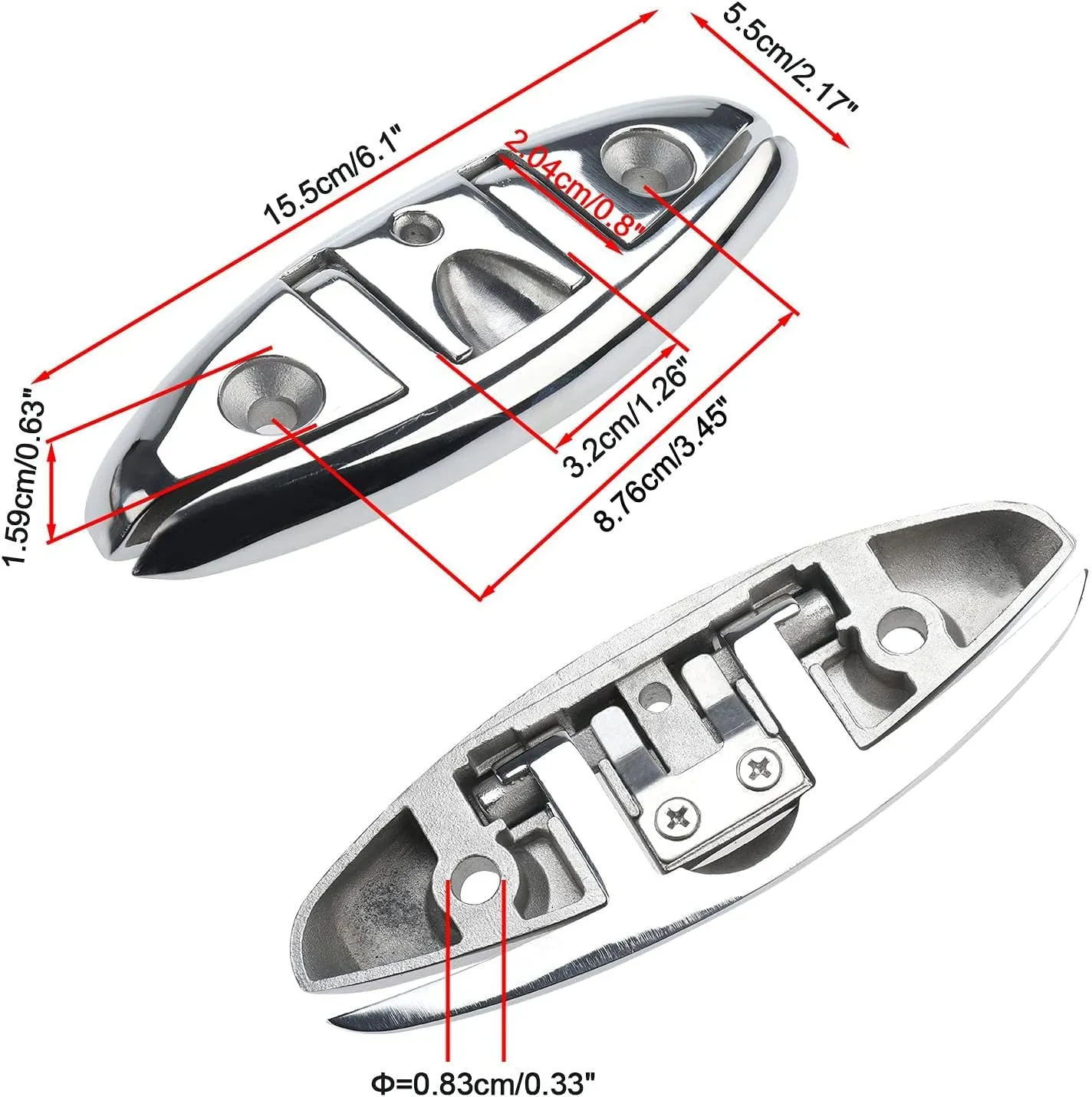 YaeMarine 6" Stainless Folding Cleat Boat Dock Cleat Marine Grade Stainless Steel Folding Cleat Flip-up Dock Cleat