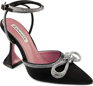Zzheels Women Bowknot Clear Heels Crystal Slingback Sandals Lace-up Shoes for Party Dating
